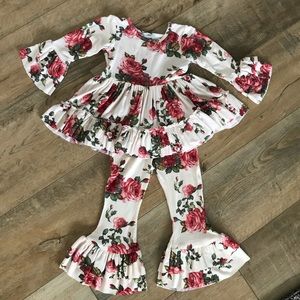 SheBloom Boutique Bell Bottom Ruffle Floral Outfit